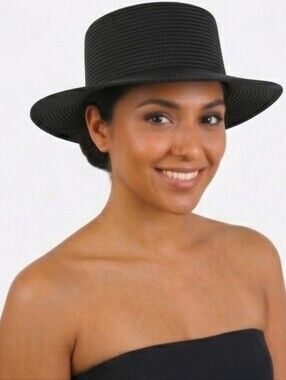 Beloved Millinery Classic Black Women's Fedora Panama Straw Hat.